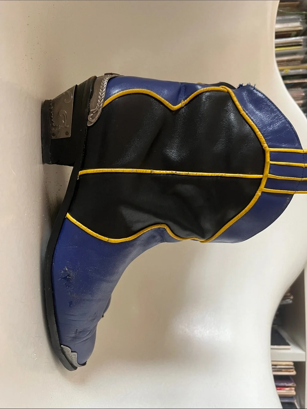 VINTAGE Hippopotamus Genuine Leather Cowgirl Boots Royal Blue size 9
